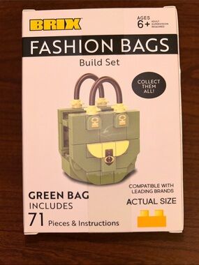 Brix Fashion Bags Build Set, the Green Bag kit .NWT